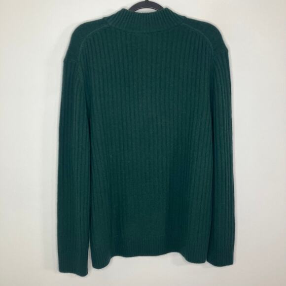 NWT GARNET HILL Men's Washable Cashmere Ribbed Sweater 1/4 Zip Emerald Green L - Picture 3 of 6